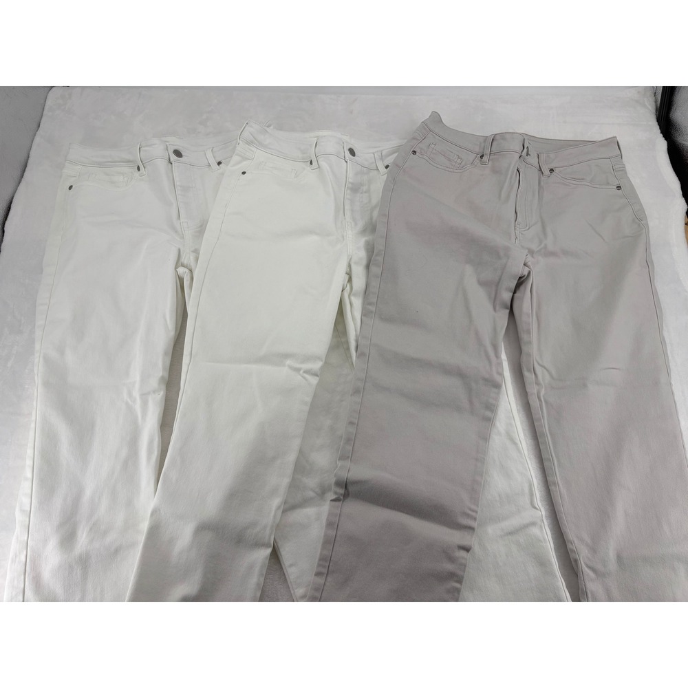 Blair‎ Jeans Womens 14PS Straight Leg White Gray Bundle Lot 3 Pairs Denim Pants